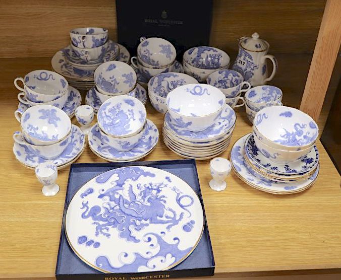 A Royal Worcester Blue Dragon part tea service